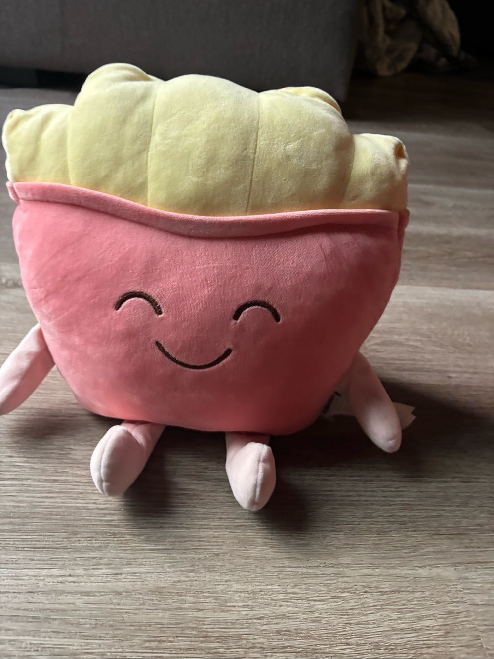 Smiling Pink & Yellow Fry Plush Toy for Kids